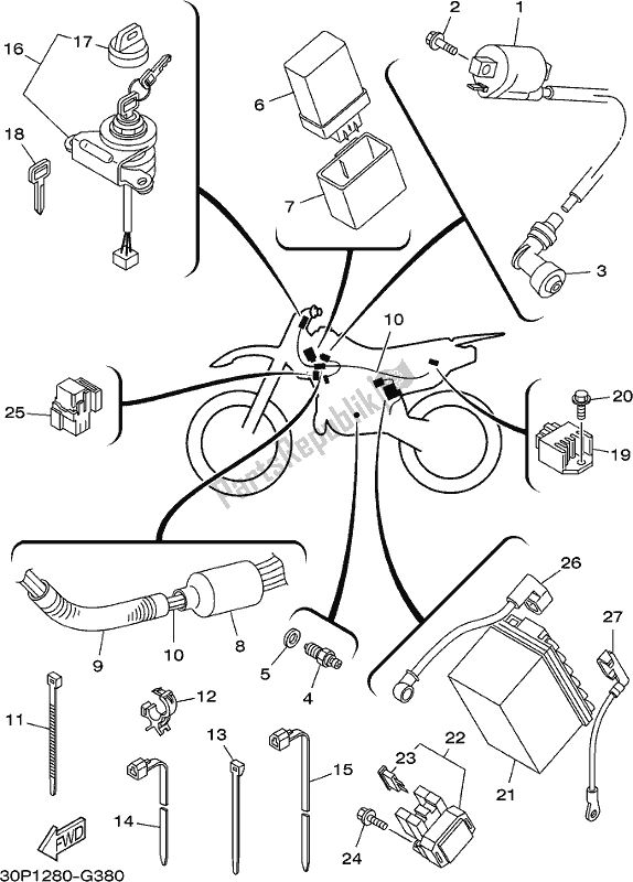 Toutes les pièces pour le électrique 1 du Yamaha TTR 125E 2017