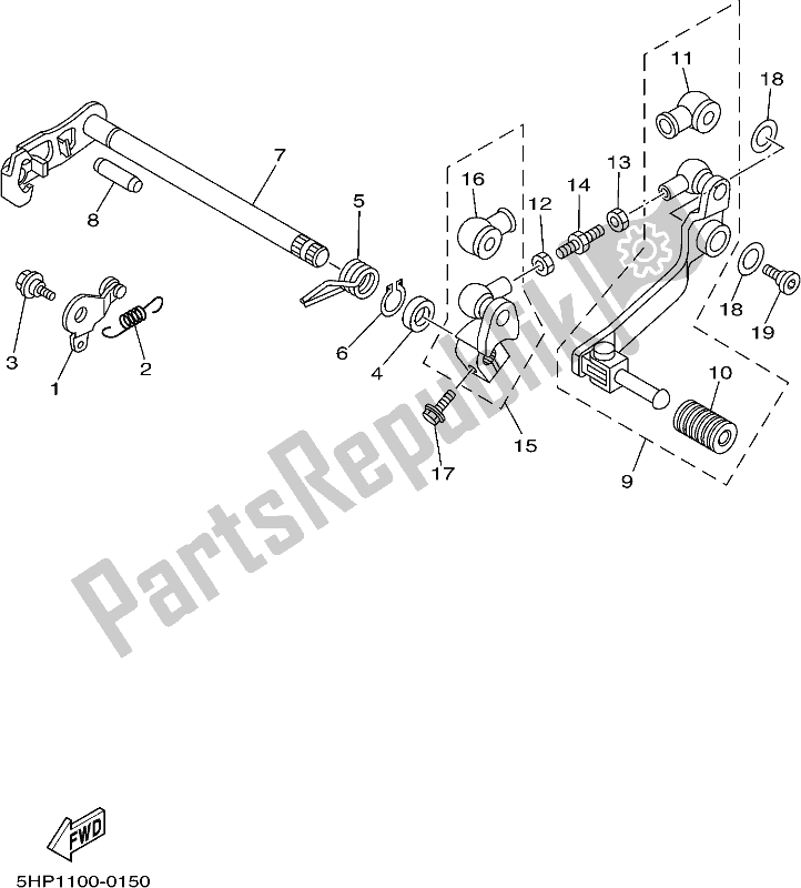 All parts for the Shift Shaft of the Yamaha TTR 125 LWE 2017