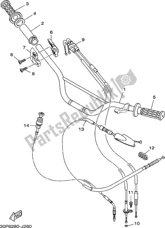 Alle onderdelen voor de Stuurhendel En Kabel van de Yamaha TTR 125 LWE 2017