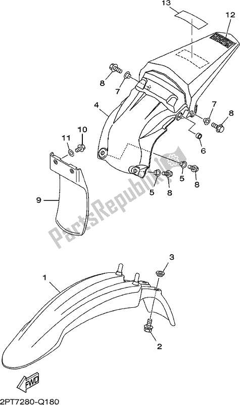 All parts for the Fender of the Yamaha TTR 125 LWE 2018