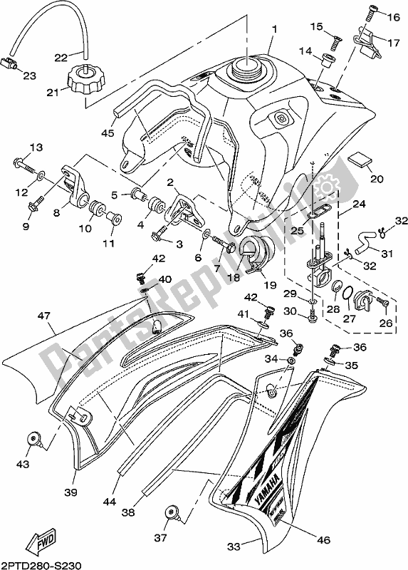 Toutes les pièces pour le Réservoir D'essence du Yamaha TTR 125 LWE 2018