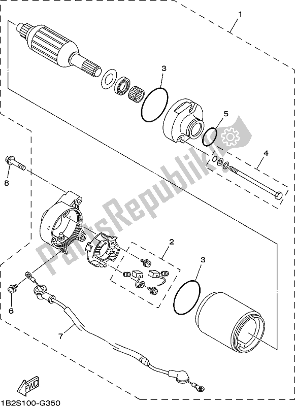 All parts for the Starting Motor of the Yamaha TTR 125 LWE 2018