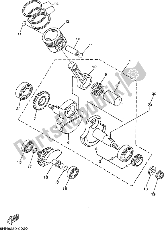 All parts for the Crankshaft & Piston of the Yamaha TTR 125 LWE 2019