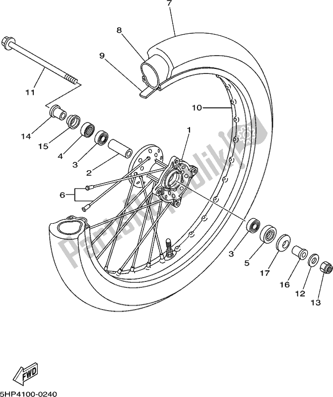 All parts for the Front Wheel of the Yamaha TTR 125 LWE 2019