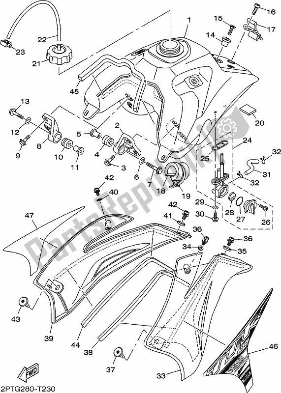 Tutte le parti per il Serbatoio Di Carburante del Yamaha TTR 125 LWE 2019