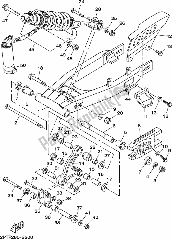 All parts for the Rear Arm & Suspension of the Yamaha TTR 125 LWE 2019