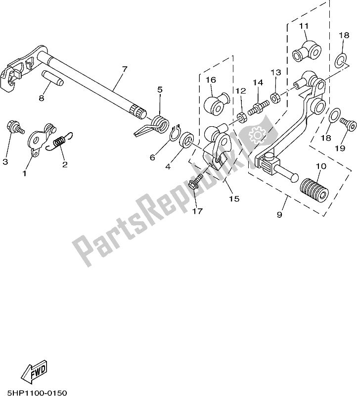 All parts for the Shift Shaft of the Yamaha TTR 125 LWE 2019