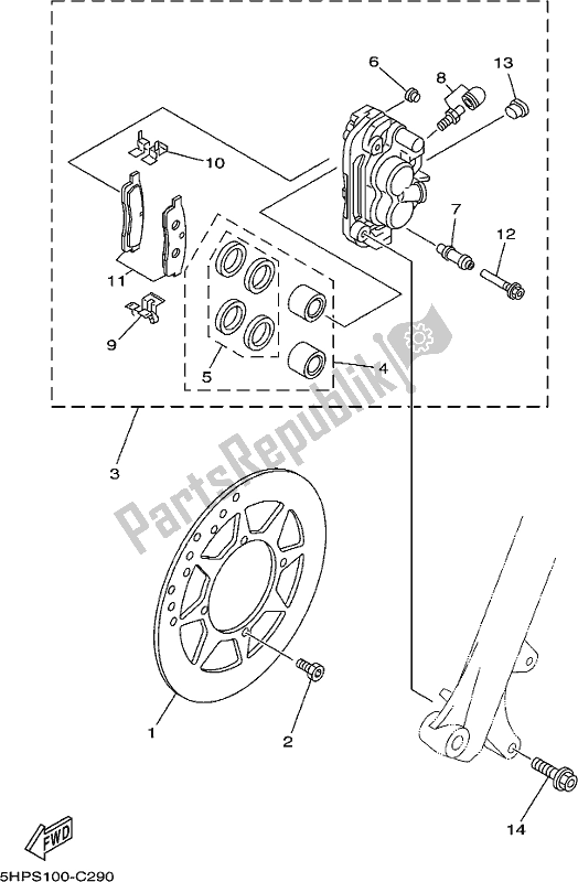 Todas las partes para Pinza De Freno Delantero de Yamaha TTR 125 LWE 2020