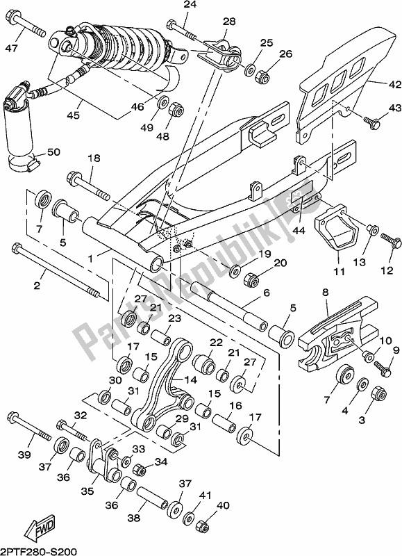 Todas las partes para Brazo Trasero Y Suspensión de Yamaha TTR 125 LWE 2020