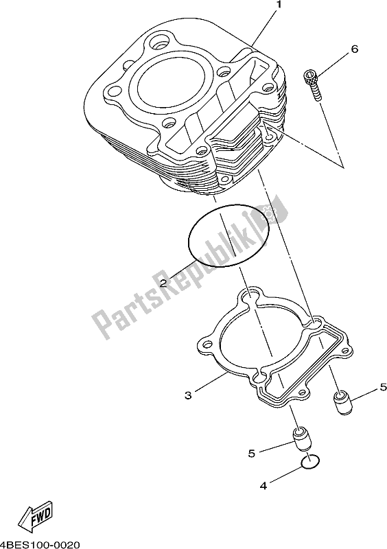 Alle onderdelen voor de Cilinder van de Yamaha TTR 230 2017