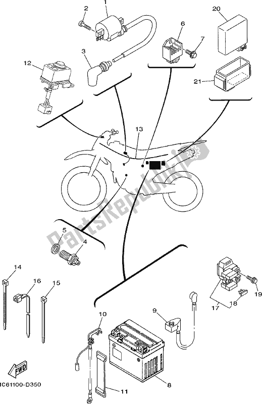 Alle onderdelen voor de Elektrisch 1 van de Yamaha TTR 230 2017