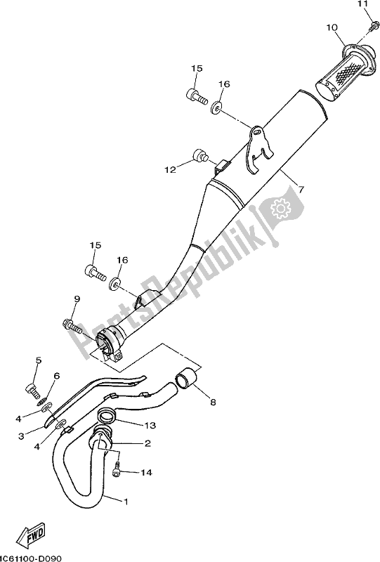 Alle onderdelen voor de Uitlaat van de Yamaha TTR 230 2017