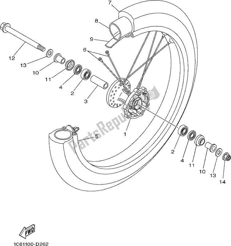 All parts for the Front Wheel of the Yamaha TTR 230 2017