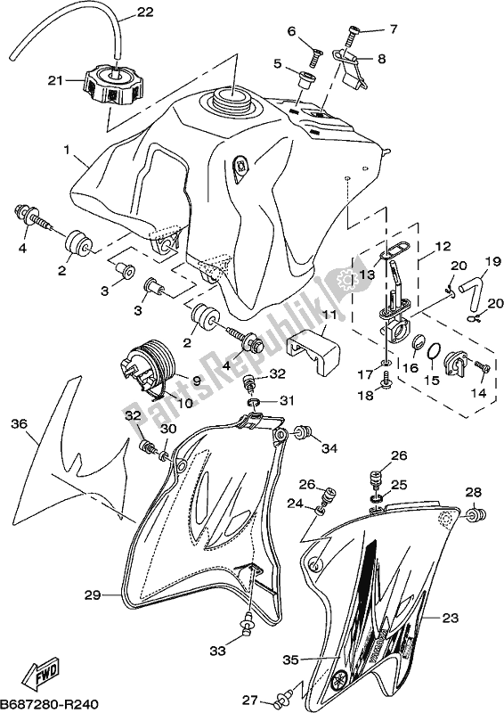 Toutes les pièces pour le Réservoir D'essence du Yamaha TTR 230 2017