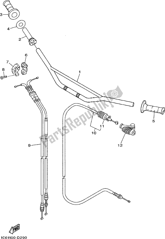 Alle onderdelen voor de Stuurhendel En Kabel van de Yamaha TTR 230 2017