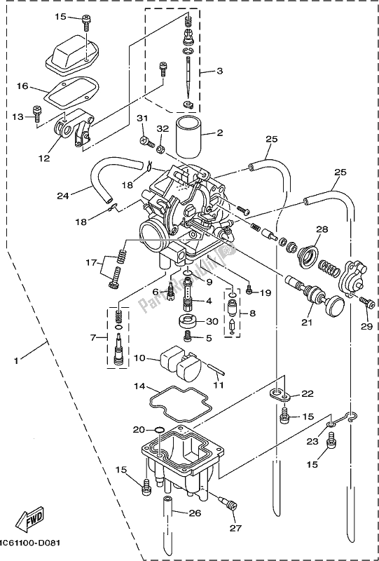 All parts for the Carburetor of the Yamaha TTR 230 2018