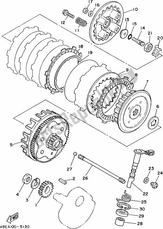 All parts for the Clutch of the Yamaha TTR 230 2018