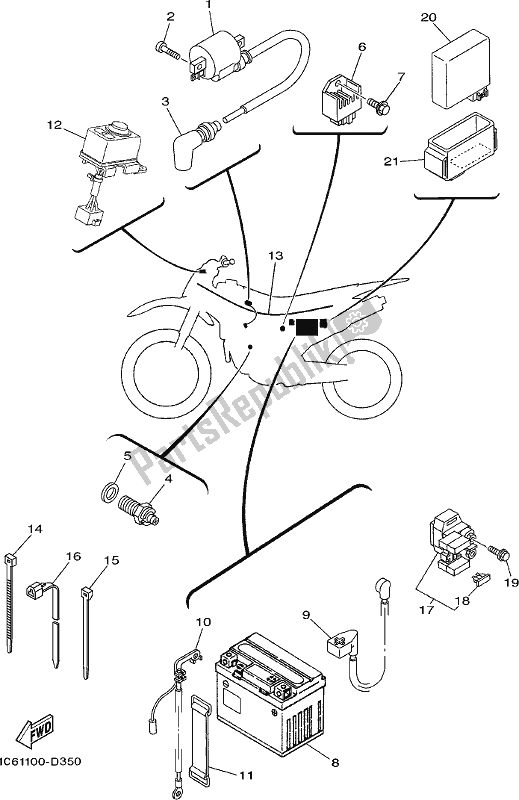 Toutes les pièces pour le électrique 1 du Yamaha TTR 230 2018