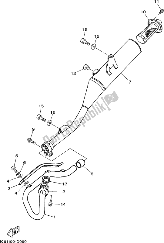 All parts for the Exhaust of the Yamaha TTR 230 2018