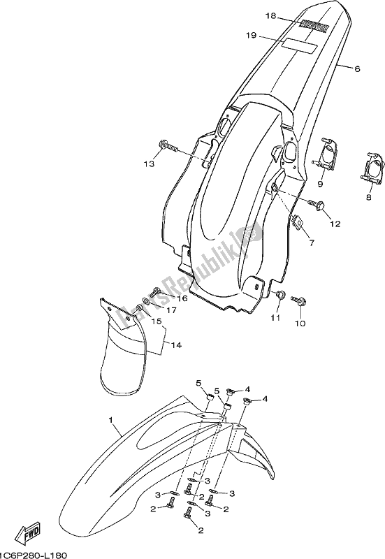 All parts for the Fender of the Yamaha TTR 230 2018