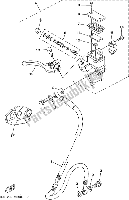 All parts for the Front Master Cylinder of the Yamaha TTR 230 2018