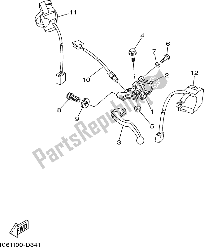 All parts for the Handle Switch & Lever of the Yamaha TTR 230 2018