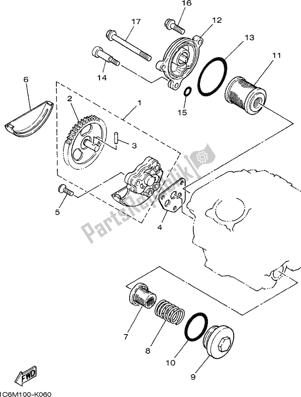 All parts for the Oil Pump of the Yamaha TTR 230 2018