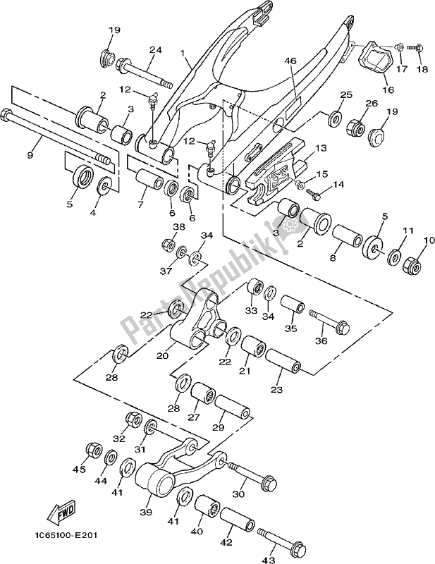 All parts for the Rear Arm of the Yamaha TTR 230 2018