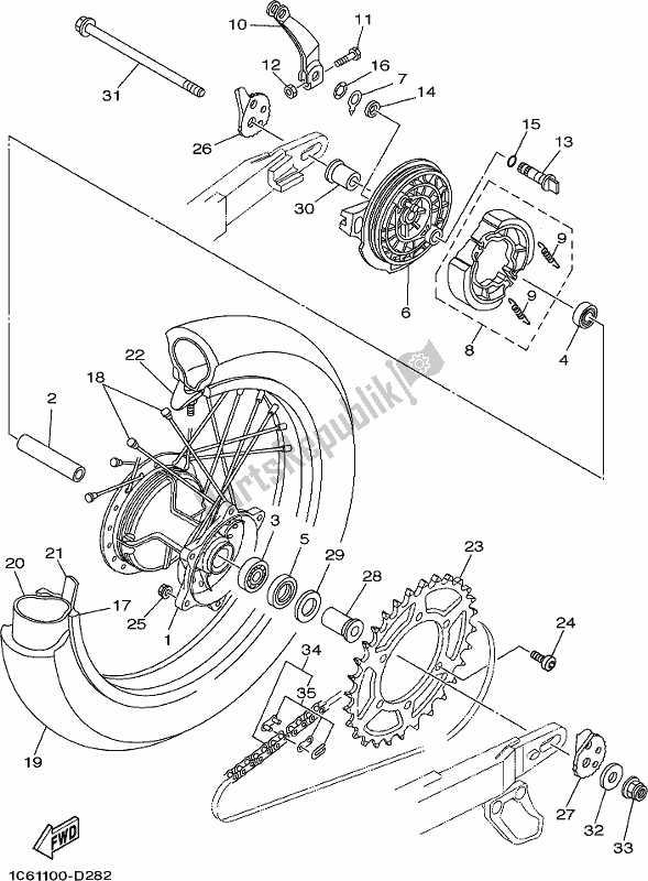 All parts for the Rear Wheel of the Yamaha TTR 230 2018