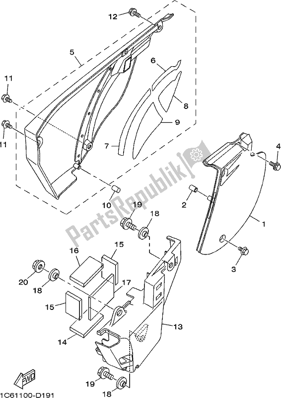 All parts for the Side Cover of the Yamaha TTR 230 2018