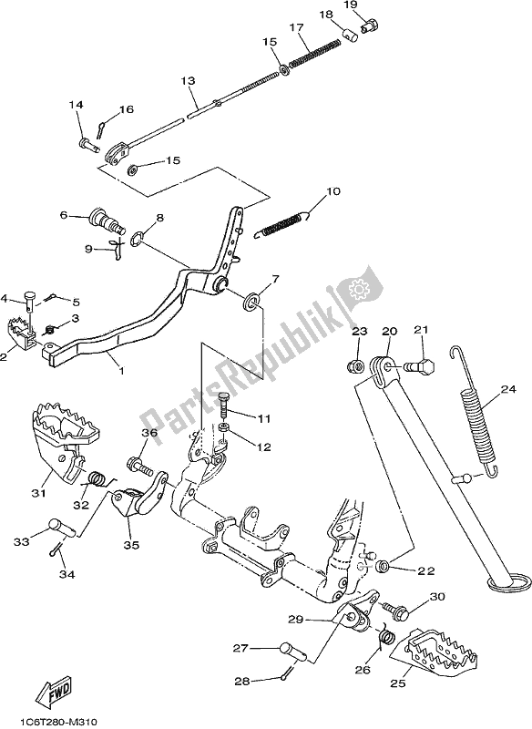 All parts for the Stand & Footrest of the Yamaha TTR 230 2018