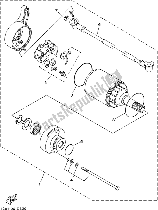 All parts for the Starting Motor of the Yamaha TTR 230 2018