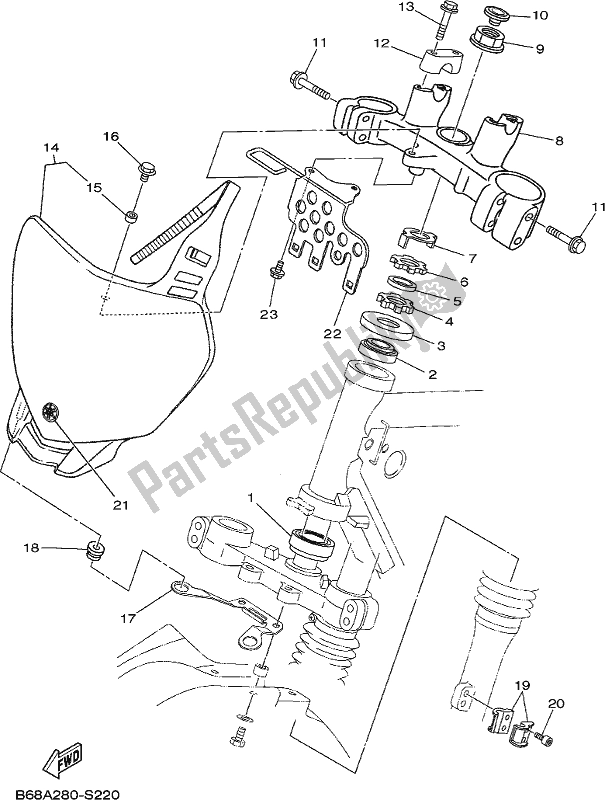 All parts for the Steering of the Yamaha TTR 230 2018