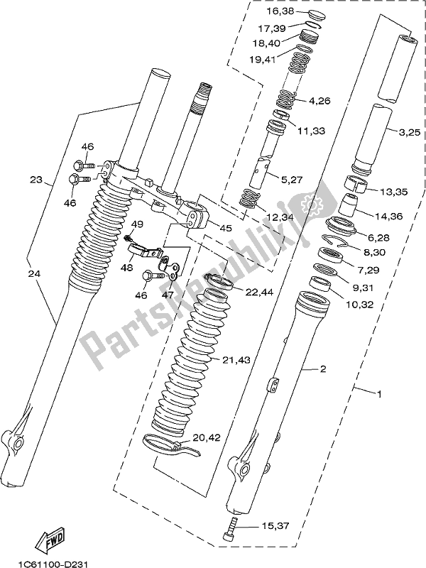 Todas las partes para Tenedor Frontal de Yamaha TTR 230 2019