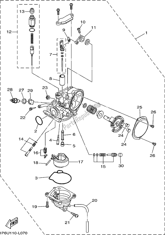 All parts for the Carburetor of the Yamaha TTR 50E 2017