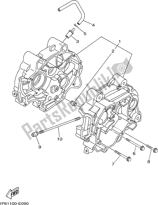 All parts for the Crankcase of the Yamaha TTR 50E 2017
