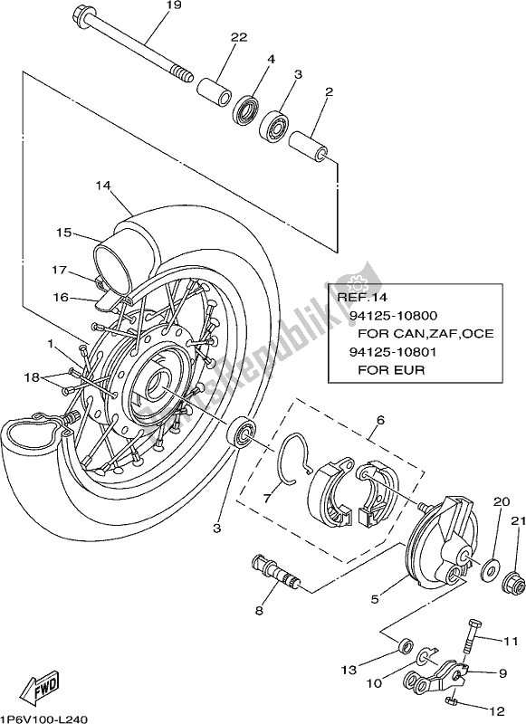 Toutes les pièces pour le Roue Avant du Yamaha TTR 50E 2017