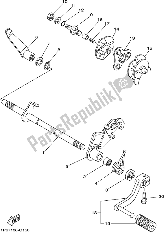 All parts for the Shift Shaft of the Yamaha TTR 50E 2017