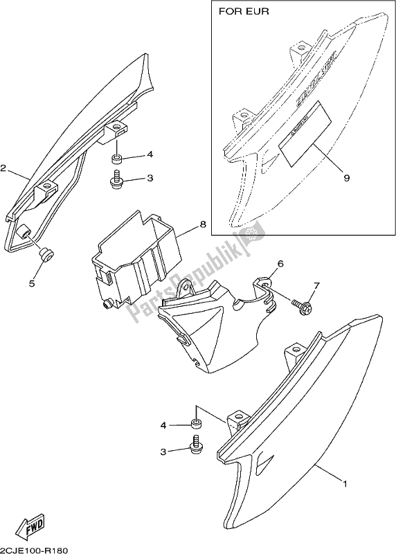 All parts for the Side Cover of the Yamaha TTR 50E 2017