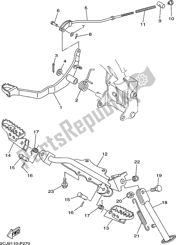 Todas las partes para Soporte Y Reposapiés de Yamaha TTR 50E 2017