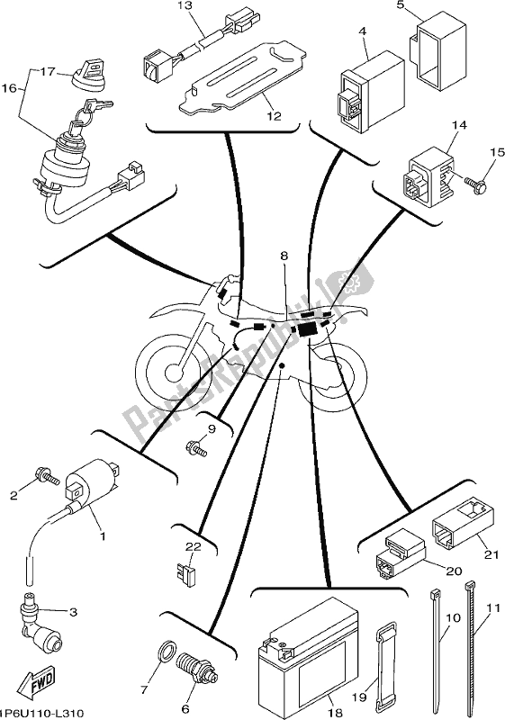 All parts for the Electrical 1 of the Yamaha TTR 50E 2018