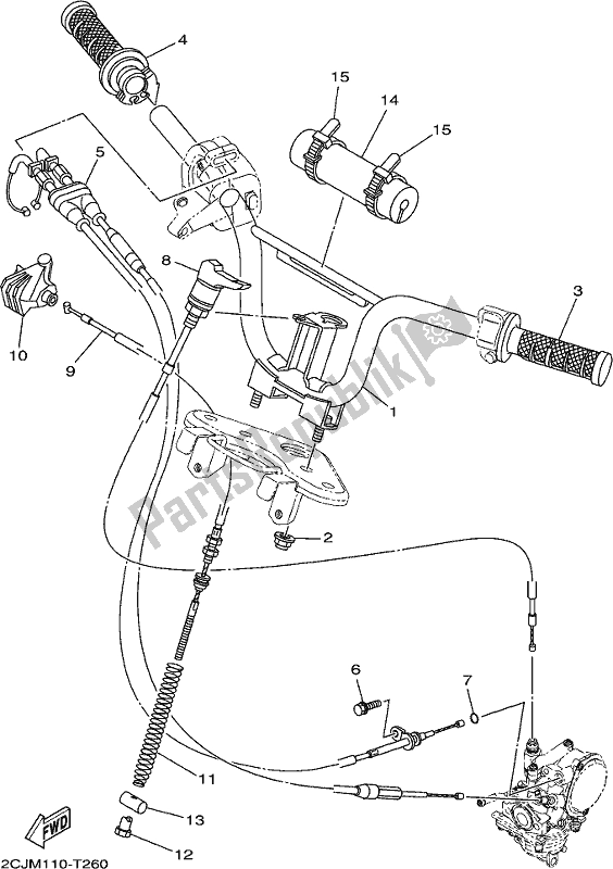 All parts for the Steering Handle & Cable of the Yamaha TTR 50E 2018