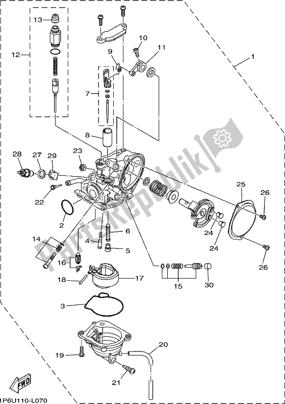 All parts for the Carburetor of the Yamaha TTR 50E 2019