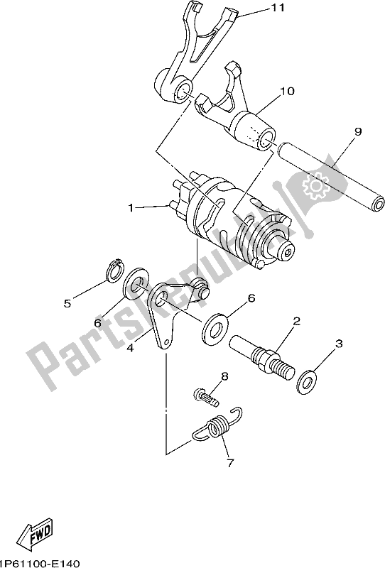 All parts for the Shift Cam & Fork of the Yamaha TTR 50E 2019