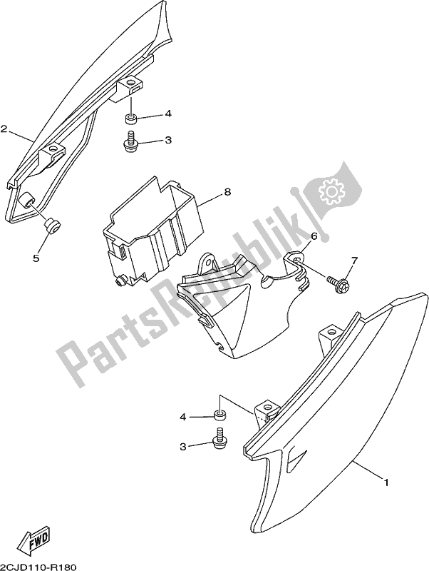 Todas las partes para Cubierta Lateral de Yamaha TTR 50E 2019