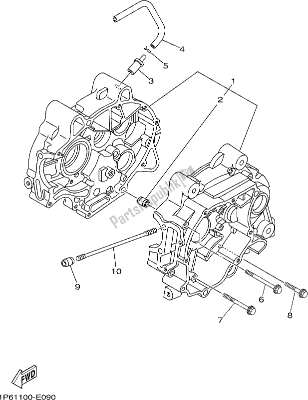 All parts for the Crankcase of the Yamaha TTR 50E 2020