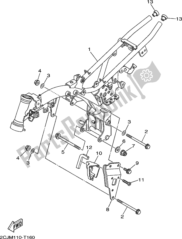 All parts for the Frame of the Yamaha TTR 50E 2020