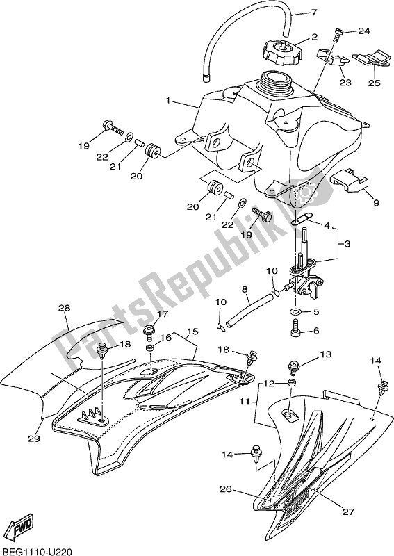 Todas las partes para Depósito De Combustible de Yamaha TTR 50E 2020