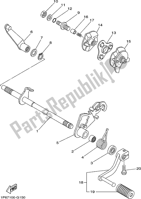 All parts for the Shift Shaft of the Yamaha TTR 50E 2020