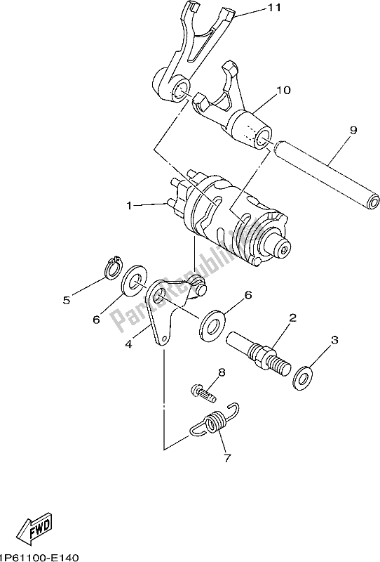 Todas as partes de Shift Cam E Garfo do Yamaha TTR 50E 2021